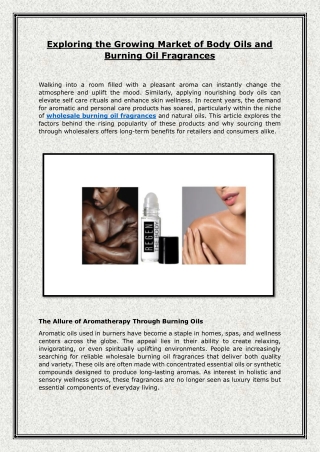 Exploring the Growing Market of Body Oils and Burning Oil Fragrances