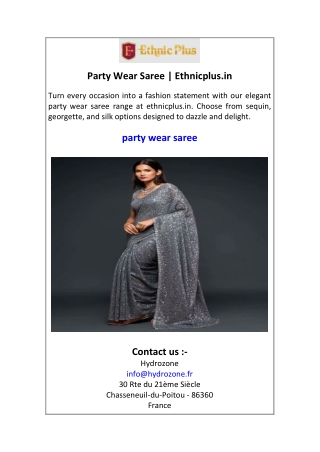 Party Wear Saree  Ethnicplus.in