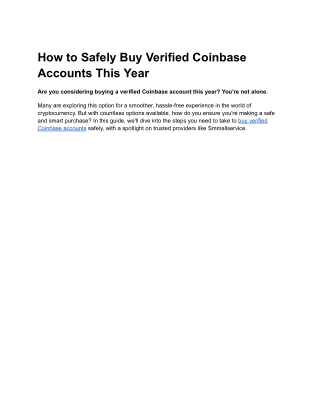 How to Safely Buy Verified Coinbase Accounts This Year