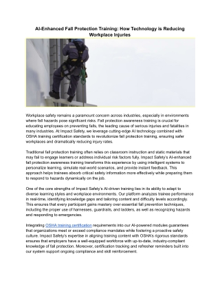 AI-Enhanced Fall Protection Training_ How Technology is Reducing Workplace Injuries - Impactsafety