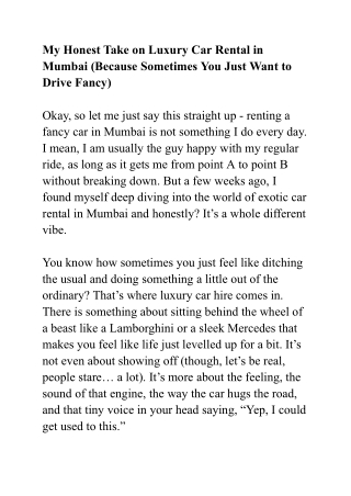 My Honest Take on Luxury Car Rental in Mumbai (Because Sometimes You Just Want to Drive Fancy)