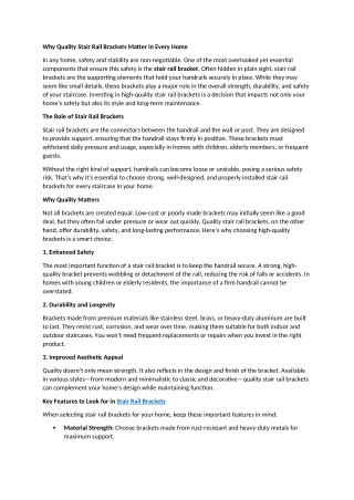 Why Quality Stair Rail Brackets Matter in Every Home