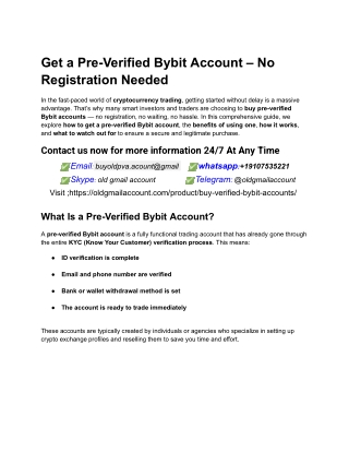 Get a Pre-Verified Bybit Account – No Registration Needed