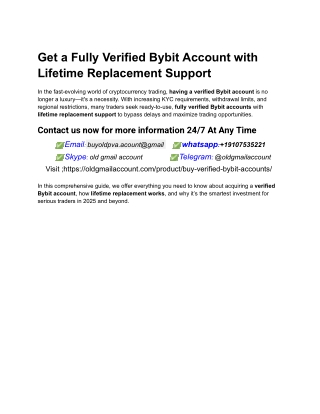 Get a Fully Verified Bybit Account with Lifetime Replacement Support