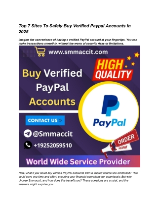 Top 7 Sites To Safely Buy Verified Paypal Accounts In 2025