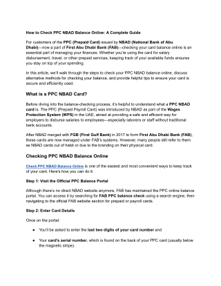 Untitled How to Check Your PPC NBAD Balance Online Instantly
