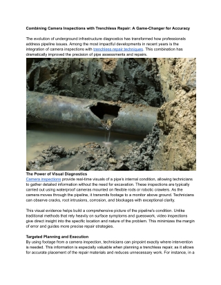 Combining Camera Inspections with Trenchless Repair A Game-Changer for Accuracy