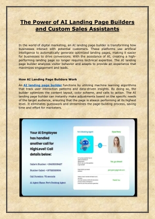 The Power of AI Landing Page Builders and Custom Sales Assistants