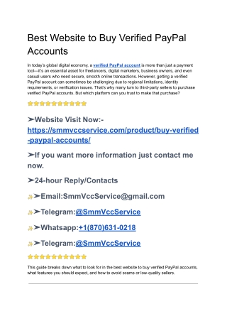 Best Website to Buy Verified PayPal Accounts