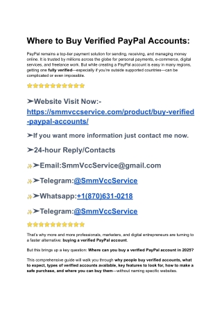 Where to Buy Verified PayPal Accounts_