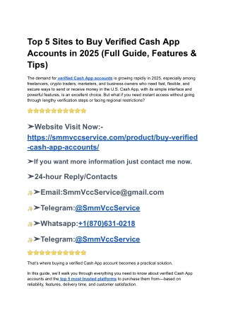 Top 5 Sites to Buy Verified Cash App Accounts in 2025 (Full Guide, Features & Tips)