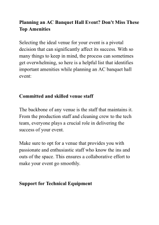 Planning an AC Banquet Hall Event? Don't Miss These Top Amenities