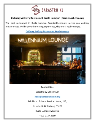 Culinary Artistry Restaurant Kuala Lumpur Sarastrokl.com.my