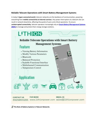 Reliable Telecom Operations with Smart Battery Management Systems
