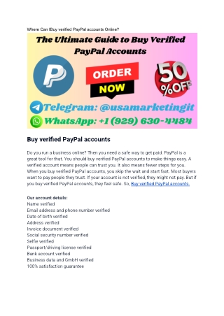 Where Can IBuy verified PayPal accounts Online_