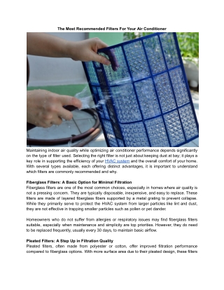 The Most Recommended Filters For Your Air Conditioner