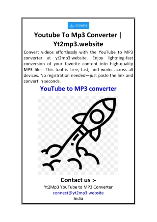 Youtube To Mp3 Converter  Yt2mp3.website