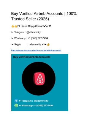 Buy Verified Airbnb Accounts _ 100% Trusted Seller (2025)