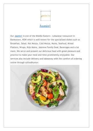 Jasmin 1 Bankstown Menu | Lebanese Takeaway | Dine-in