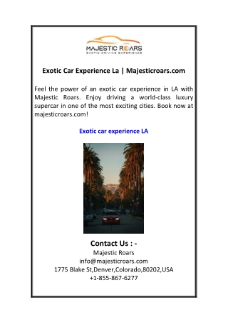 Exotic Car Experience La  Majesticroars.com
