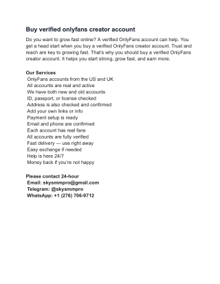 Buy Verified OnlyFans Creator Accounts – Start Earning Instantly