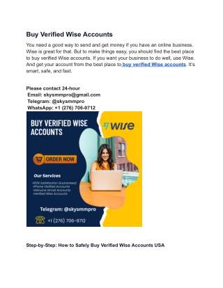 Buy Verified Wise Accounts – Send and Receive Money Globally with Zero Hassle