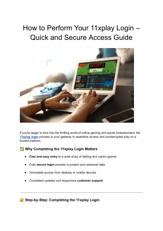 How to Perform Your 11xplay Login – Quick and Secure Access Guide