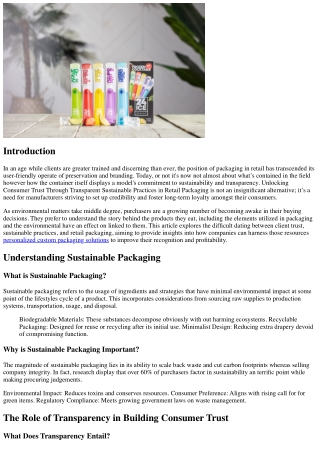 Unlocking Consumer Trust Through Transparent Sustainable Practices in Retail Pac