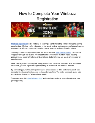 How to Complete Your Winbuzz Registration