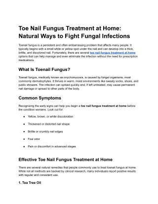 Toe Nail Fungus Treatment at Home_ Natural Ways to Fight Fungal Infections