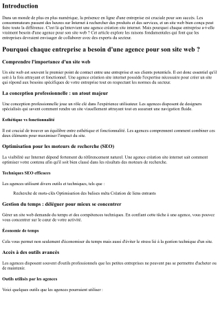 Pourquoi chaque entreprise a besoin d'une agence pour son site web ?