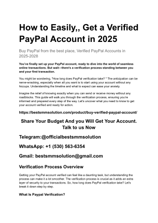 How to Easily,, Get a Verified PayPal Account in 2025