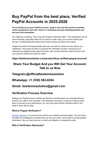 Buy PayPal from the best place, Verified PayPal Accounts in 2025-2028