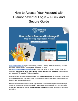 How to Access Your Account with Diamondexch99 Login