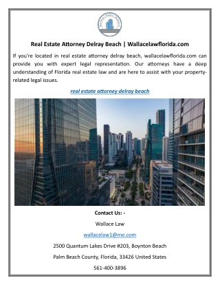 Real Estate Attorney Delray Beach Wallacelawflorida.com