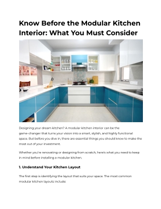 Know Before the Modular Kitchen Interior_ What You Must Consider