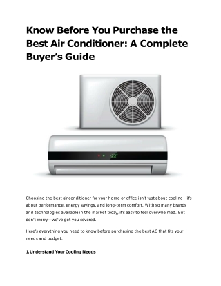 Know Before You Purchase the Best Air Conditioner_ A Complete Buyer’s Guide (1)