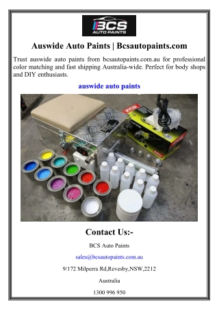 Auswide Auto Paints | Bcsautopaints.com