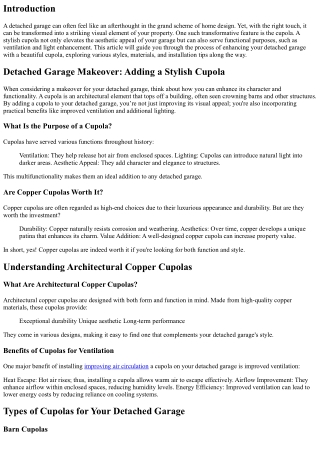 Detached Garage Makeover: Adding a Stylish Cupola