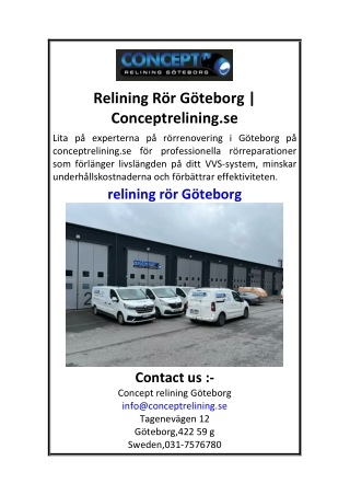Relining Rör Göteborg  Conceptrelining.se
