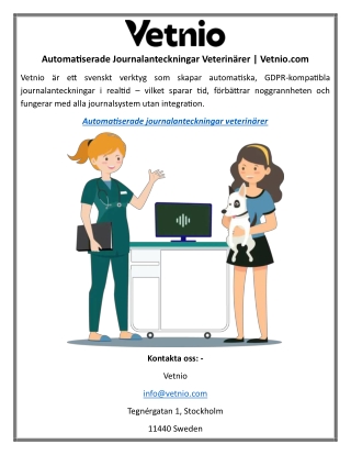 Automatiserade Journalanteckningar Veterinärer Vetnio.com
