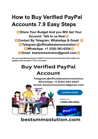 How to Buy Verified PayPal Accounts 7.9 Easy Steps