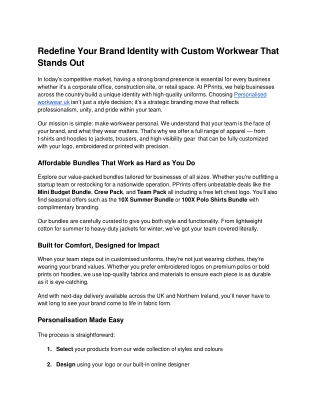 Redefine Your Brand Identity with Custom Workwear That Stands Out