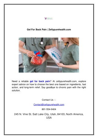 Gel For Back Pain | Zellypurehealth.com
