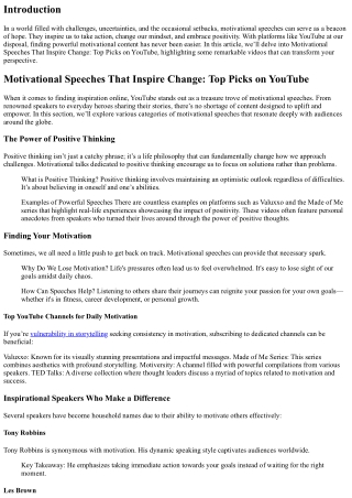 Motivational Speeches That Inspire Change: Top Picks on YouTube