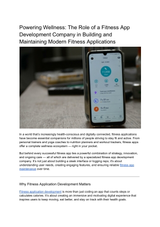 Powering Wellness_ The Role of a Fitness App Development Company in Building and Maintaining Modern Fitness Applications