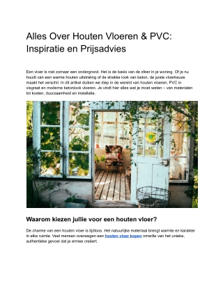 Alles Over Houten Vloeren & PVC_ Inspiratie en Prijsadvies