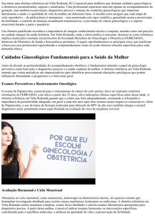 Obstetra referência Volta Redonda RJ: cuidado especial para sua saúde feminina