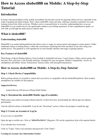 How to Access sbobet888 on Mobile A Step-by-Step Tutorial