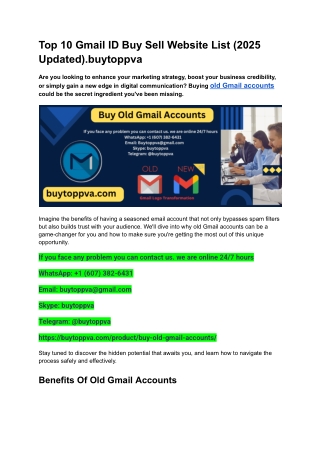 Top 10 Gmail ID Buy Sell Website List (2025 Updated)